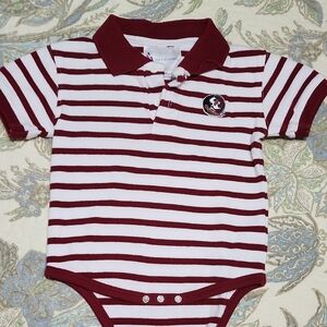 Striped Maroon and White Kids Bodysuit